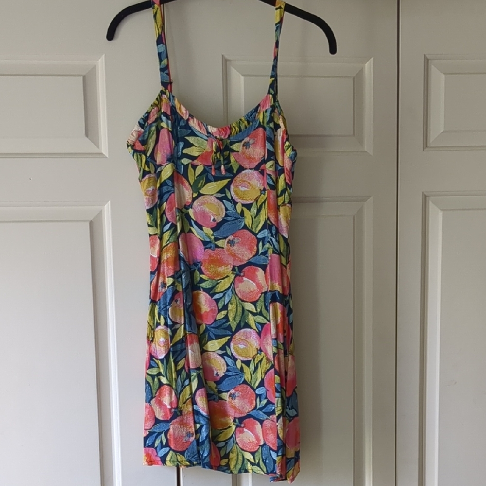 Dress Forum Multicolor Peach Print A-line Mini Sundress - Medium